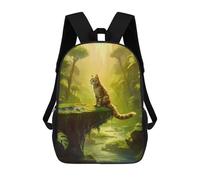 sinyumoney Cat in The Nature Children's 17 Inch School Backpack 3D Printed Cool Knapsack for Kids Travel Rucksacks Book Bags Kids School Bag