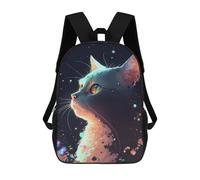 sinyumoney Cat in The Stars Children's School Backpack 3D Printed for Kids Travel Rucksacks Book Bags Kids School Bag 17inch