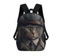 sinyumoney Cat in Top Hat Portrait Kids Backpacks Children Bag,Anime Bag,Large Capacity Kids Backpack, 3D Printed Children's,Student Schoolbag,Kids Boys Girls School Bag 17inch