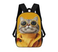 sinyumoney Cat in Yellow Coat Backpack School Daypacks Business Backpack Water Resistant Bookbag for Camping Outdoor Adventures And Daily Travel 17inch