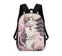 sinyumoney Cat Japan Cherry Blossoms School Backpack Water Resistant Travel Backpack Computer Bag - Perfect for Travel, Work And Daily Use 17inch