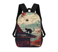 sinyumoney Cat Japan Landscape Backpack School Bag Water Resistant School Bag Business Backpack for Girls Boys Teenage 17inch