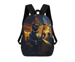 sinyumoney Cat Jazz Musician Ronaldo Backpack, Children's Backpack, Student School Bag, Book Bag, 3D Printed School Bag For Boys And Girls, 17inch