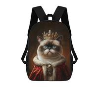 sinyumoney Cat King Portrait School Backpack Water Resistant Computer Rucksack- Perfect for Travel, Work And Daily Use 17inch