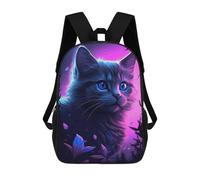 sinyumoney Cat Kitten Purple Glow Children's Backpacks Kids Fun School Bag Boys Backpack Travel Bag Student Schoolbag Book Stationery Bag Chool Bags 17inch