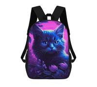 sinyumoney Cat Kitten Purple Sky Backpack, Children's Backpack, Student School Bag Bookbag Rucksack, 3D Printed School Bag for Boys Girls 17inch