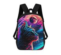 sinyumoney Cat Looking at The Moon Backpack School Bag Rucksack for Girls Boys Backpacks Large Capacity Kids Back Pack Lightweight School Bags for Children Students 17inch
