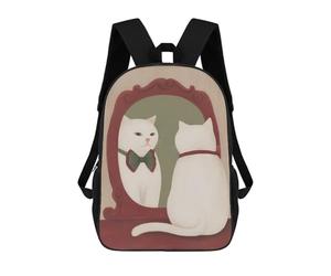 sinyumoney Cat Looking in Mirror with Bowtie School Bags Lightweight Airport College Students Back Pack for School/Work/Travel 17inch