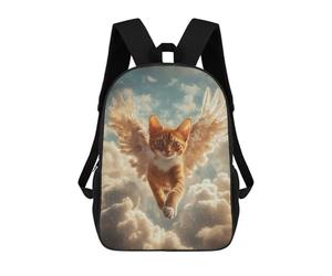 sinyumoney Cat Memorial Decor Angel Cat in Flight School Backpack Daypacks Business Backpack Water Resistant Bookbag for Campus Outdoor Travel Sports 17inch