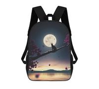sinyumoney Cat Moon And Stars 3D Backpack School Water Resistant Computer Rucksack for Men/Women 17inch