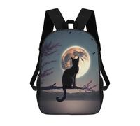 sinyumoney Cat Moon Night Children's Backpack, Schoolbag Large Capacity Students Bookbag Rucksack Knapsack for Boys Girls Adults Teen 17inch