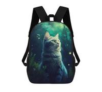 sinyumoney Cat Mystic Glowing Night Backpack Kids School Backpack School Bag 3D Printed Fashion School Bag for Boys Elementary And Middle School Student 17inch
