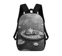 sinyumoney Cat Nap on Lily Pad Painting Backpacks, Kids Backpack Student School Bag 3D Printed Travel Backpacks Fashion Accessory Backpack Children Waterproof School Bags 17inch