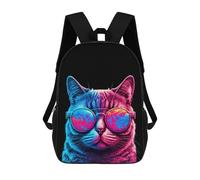 sinyumoney Cat Neon Backpack with Pocket 3D Printed Backpacks, Travel Rucksacks Book Bags Kids School Bag 17inch