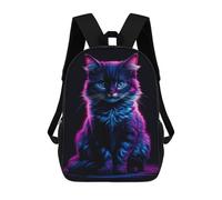 sinyumoney Cat Neon Backpacks Kids 17inch School Backpack School Bag 3D Printed School Bag for Boys Elementary And Middle School Students