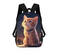 sinyumoney Cat Night Sky Stars School Backpack 3D Printed Children's 17inch Backpacks Bag Bookbag for Kids Boy Girl Book Bags Kids School Bag Travel Rucksacks