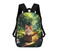 sinyumoney Cat On A Box in Forest Children's Backpacks 17inch School Backpack 3D Printed Bag Bookbag for Kids Travel Rucksacks Boy Girl Book Bags Kids School Bag