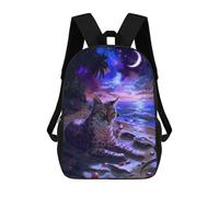 sinyumoney Cat on A Tropical Beach School Backpack for Girls Backpack Water Repellent Casual Daypack Lightweight Rucksack Boy Girl School Backpack 17inch