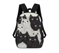 sinyumoney Cat Party Black And White School Bags Work Laptop Backpack Rucksack Bag for Camping Outdoor Adventures And Daily Travel 17inch