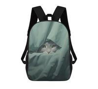 sinyumoney Cat Peeking Animal Art Children's Backpack, 3D Printed School Backpack, Backpack for Boys Girls, Adjustable School Bag for Primary School 17inch