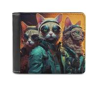 sinyumoney Cat Pilots in Flight Gear 3D Print PU Leather Wallet Slots ID Window Slim Elegant Leather Wallet Craftsmanship Gifts 11.7cm*9.5cm