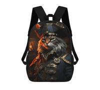 sinyumoney Cat Pirate in Uniform 3D Printed Children's School Backpack for Kids High Capacity Travel Rucksacks Book Bags Kids School Bag Back Pack 17inch