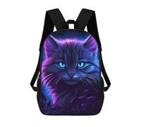 sinyumoney Cat Purple Glow Backpacks Kids School Backpack School Bag 3D Printed School Bag for Boys Elementary And Middle School Students 17inch