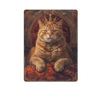 sinyumoney Cat Queen Crown Throne Vintage Tin Sign Decoration Accessory Suitable Cafe Pubs Clubs Living Room Bars Kitchen Balcony15.7 x11.8