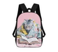 sinyumoney Cat Reading Book with Glasses Backpack School Bag Large Lightweight Casual Backpack for Campus Outdoor Travel Sports 17inch