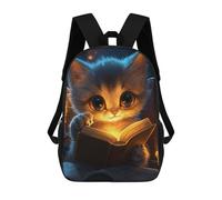 sinyumoney Cat Reading by Candlelight Kids School Backpack School Bag 3D Printed School Bag for Boys Elementary And Middle School Students 17inch