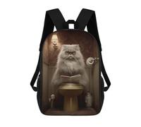 sinyumoney Cat Reading Magazine on Toilet School Backpack Large School Backpack for Boys for Campus Outdoor Travel Sports 17inch