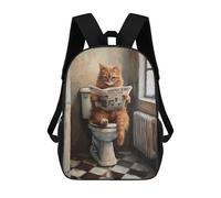 sinyumoney Cat Reading Newspaper on Toilet-9 Rucksack Water Resistant Travel Backpack Computer Bag for Teenage Girls Boys Women Men 17inch