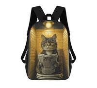 sinyumoney Cat Reading Newspaper on Toilet Backpack School Bag Daypacks Business Backpack Water Resistant Bookbag for Men/Women 17inch