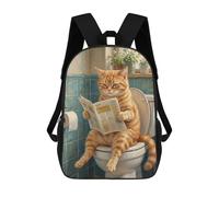 sinyumoney Cat Reading Newspaper on Toilet School Bags Large Water Resistant Laptop Backpack for Boys/Girls/Teenagers 17inch