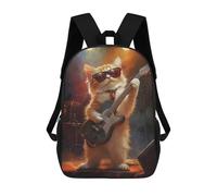 sinyumoney Cat Rock Star Guitar -3 Backpack School Computer Rucksack for School/Work/Travel- Perfect for Travel, Work And Daily Use 17inch