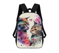 sinyumoney Cat Romantic Couple Backpacks Kids Student Schoolbag 3D Printed Backpacks Elementary And Middle School Students Backpacks for Boys Girls 17inch