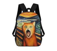 sinyumoney Cat Scream Paintings Ronaldo Backpack, Children's Backpack, Student School Bag, Book Bag, 3D Printed School Bag For Boys And Girls, 17inch