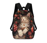 sinyumoney Cat Sleeping in Autumn Leaves Kids Backpack Fashion Fun Backpack Book Bag for Boys And Teenager 3D Printed School Bags for Boys 17inch