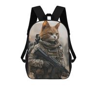 sinyumoney Cat Soldier School Backpack Water Resistant Travel Backpack Computer Bag for School/Work/Travel 17inch