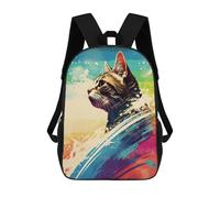 sinyumoney Cat Splash in Colors Children's Backpacks School Backpack 3D Printed for Kids Travel Rucksacks Book Bags Kids 17inch School Bag