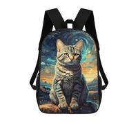 sinyumoney Cat Starry Night School Bag, Kids Backpack for Boys And Teenager, Gifts 3D Printing Daypacks Schoolbag Backpack Bookbag 17inch