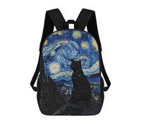 sinyumoney Cat Stary Night Backpacks Kids Student Schoolbag 3D Printed Backpacks Elementary And Middle School Students Backpacks for Boys Girls 17inch
