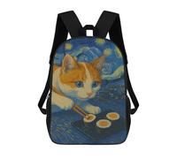 sinyumoney Cat Sushi, Starry Night Backpack 3D Print Kids Bag Elementary Students Daypack Lightweight School Bag for Children Girls Boys Nursery Lunch Pack 17inch