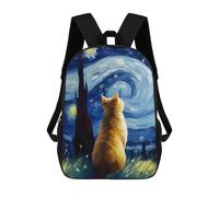 sinyumoney Cat Under Starry Night School Backpack for Girls 17inch Casual Daypack Lightweight Rucksack Boy Girl Backpack for Middle School Students
