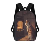 sinyumoney Cat Watching Pizza Bake Backpacks 3D Printed Kids School Backpack Outdoor Casual Daypack Fashion Casual Children Backpacks Cute Travel Bags 17inch