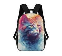 sinyumoney Cat Watercolor Rucksack Large Lightweight Casual Backpack for Campus Outdoor Travel Sports 17inch