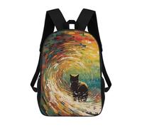 sinyumoney Cat Wave School Backpack Lightweight Airport College Students Back Pack for Teenage Girls Boys Women Men 17inch
