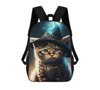 sinyumoney Cat Witch Hat Perched Backpack 3D Printed Children's School Backpack Kids Travel Backpacks High Capacity Book Bags Children's Backpack Rucksack 17inch
