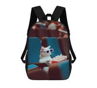 sinyumoney Cat with 3D Glasses in Cinema Rucksack Lightweight Casual Daypack School Backpacks for Teenage Girls Boys Women Men 17inch