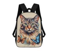 sinyumoney Cat with Butterfly Aesthet Backpack 3D Printed Children's School Backpack Kids Travel Backpacks High Capacity Book Bags Children's Backpack Rucksack 17inch